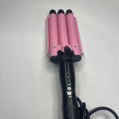 Three Barrel Curling Iron Wand with LCD Temperature Display - 1 Inch Ceramic 