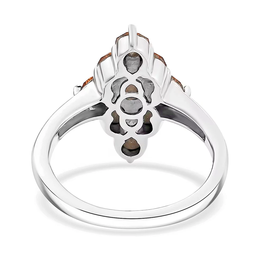 Anillo de cristal color topacio J Francis Swarovski - placa de platino - acero inoxidable - 7 Foto 4 de 4