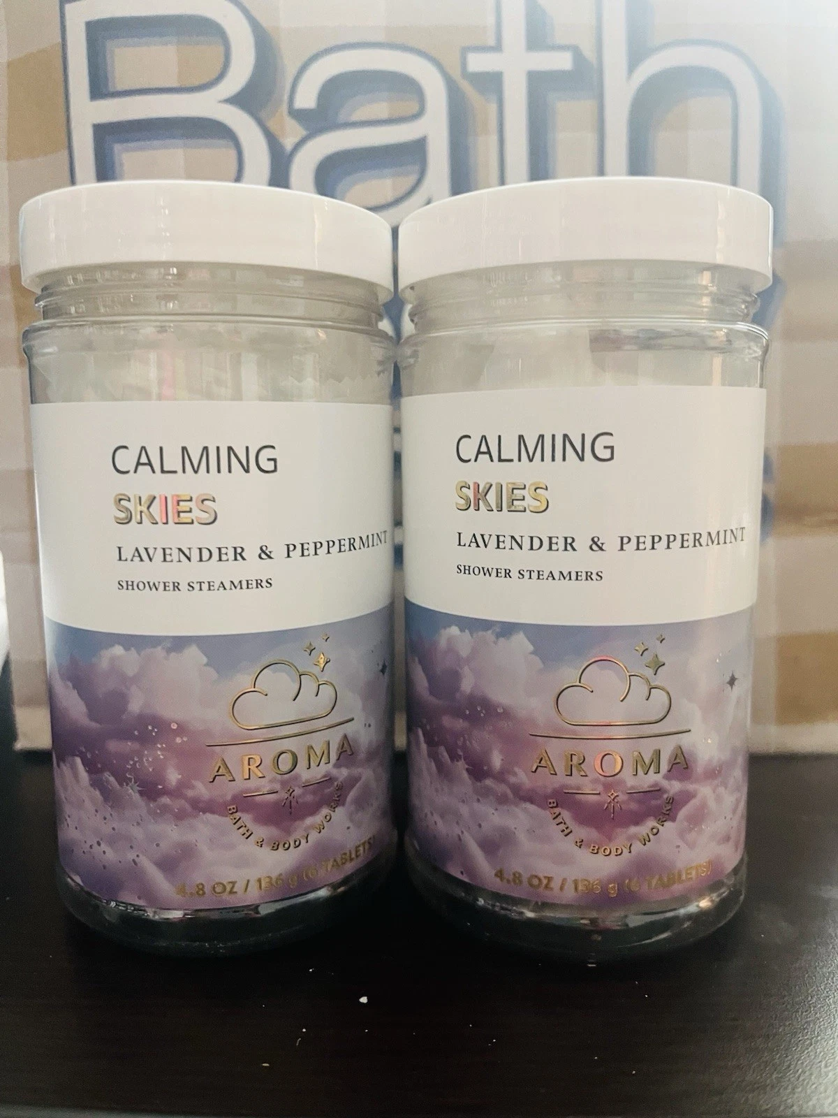 2/Bath & Body Works Aroma CALMING SKIES LAVENDER & PEPPERMINT Shower Steamers