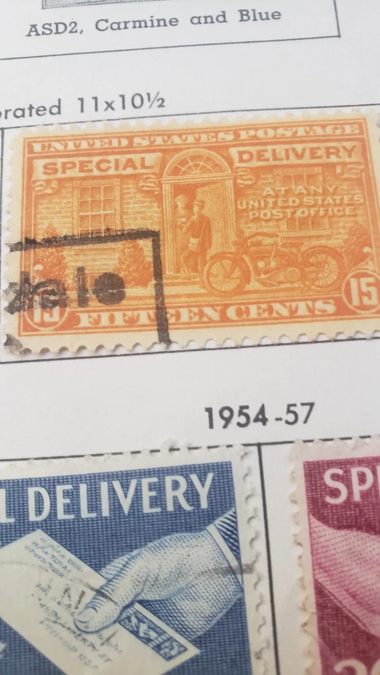 7 Vintage Special Delivery Stamps 1922-1925, 1927-44,1954-57. 1 Certified Mail - Image 4 of 4