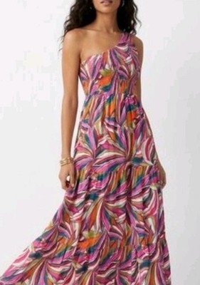 Abel the Label Anthropologie Kelissa Maxi Dress Size Small One Shoulder Colorful