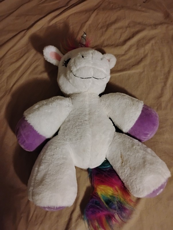 Plush White Unicorn Stuffed Plush 16" Pre-owned Toy Rainbow Tail