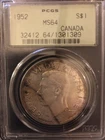 1952 Canada $1 Dollar PCGS Graded MS 64