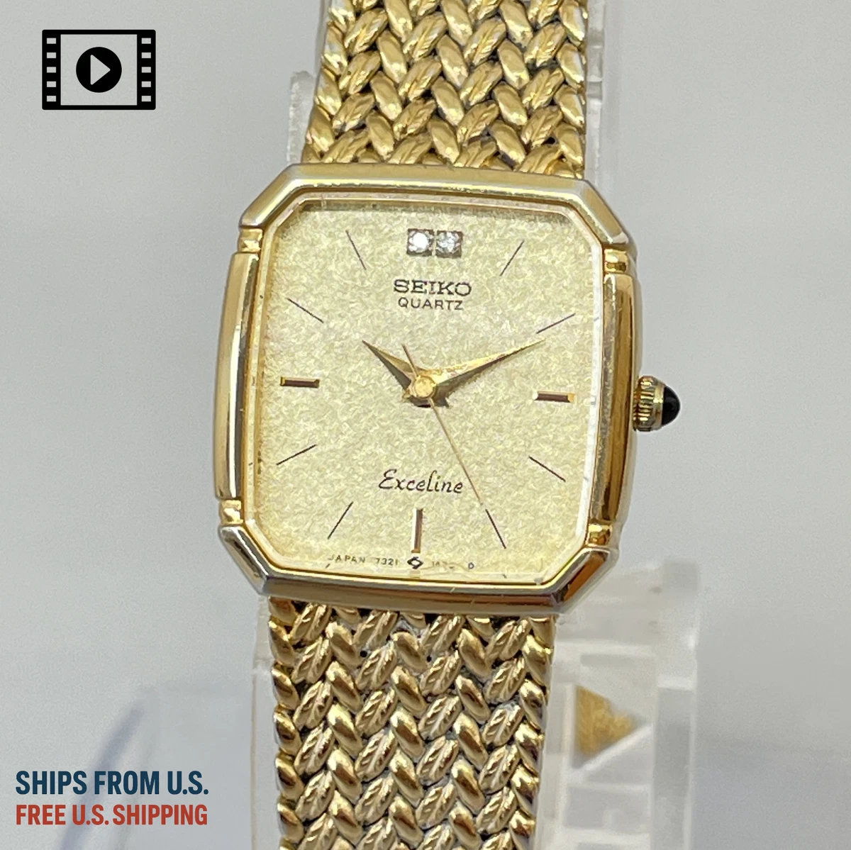 SEIKO Exceline 7321-5910 Vtg 1988 [US Stock] Women Qz Diamonds