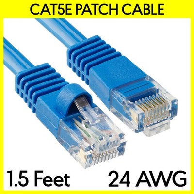 1.5 FT Cat5e Patch Cable Blue LAN Internet Cat 5e Cord RJ45 Modem Ethernet Cable