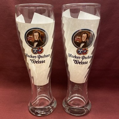 Set of 2 Hacker-Pschorr Weisse German Swirled Beer Glasses 0.5 Liter Oktoberfest