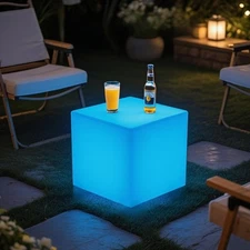 12-inch Rechargeable LED Cube Chair Light, Solar Light Up Cube Chair, Led Cub...