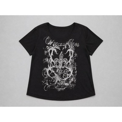Embrace the Chaos Black Graphic Tee Size XL Fleur De Lis Gothic Scoop Neck Shirt
