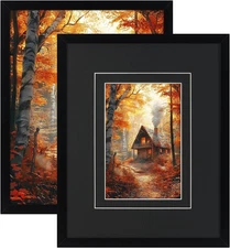 2 Pack 8x10 Black Picture Frame with Double Mat Fits 4x6, 5x7, 8x10 Photos