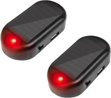2PCS Car Solar Power Simulated Dummy Alarm, Anti-Theft LED Flashing Security Lig