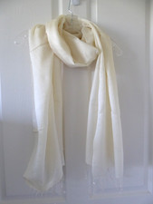 New Ivory White Silk Cashmere Blend Pashmina Lightwt Scarf Wrap Shawl 28x80"