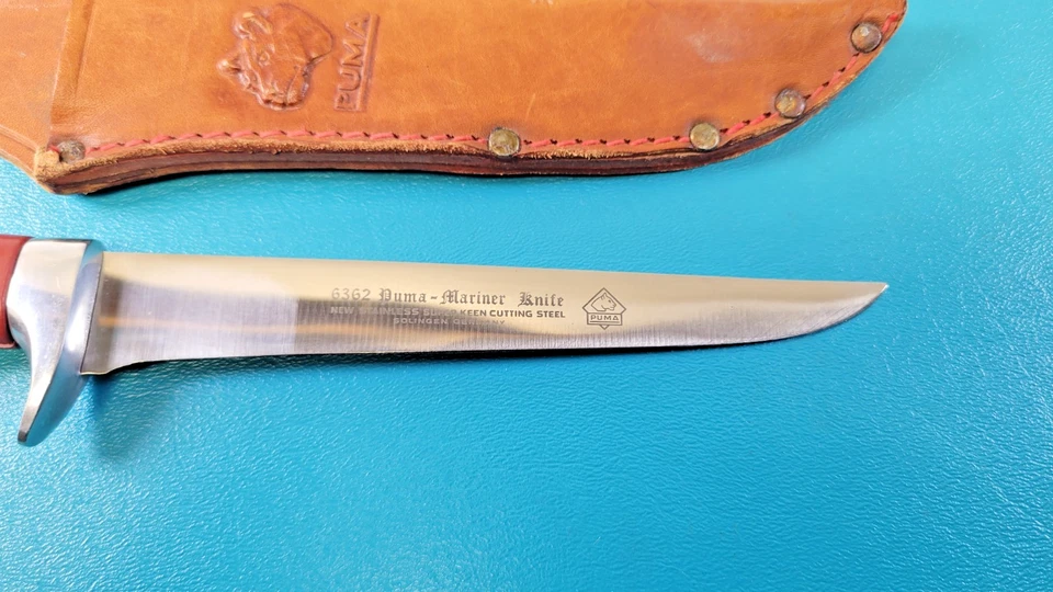 Cuchillo de colección Puma 6362 Puma Mariner Solinen Alemania + funda c. 1974 TR610 Foto 2 de 4