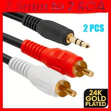 Audio Aux Stereo Cable Jack 3.5 MM To 2 RCA Male To Male Y Splitter Adapter Cord