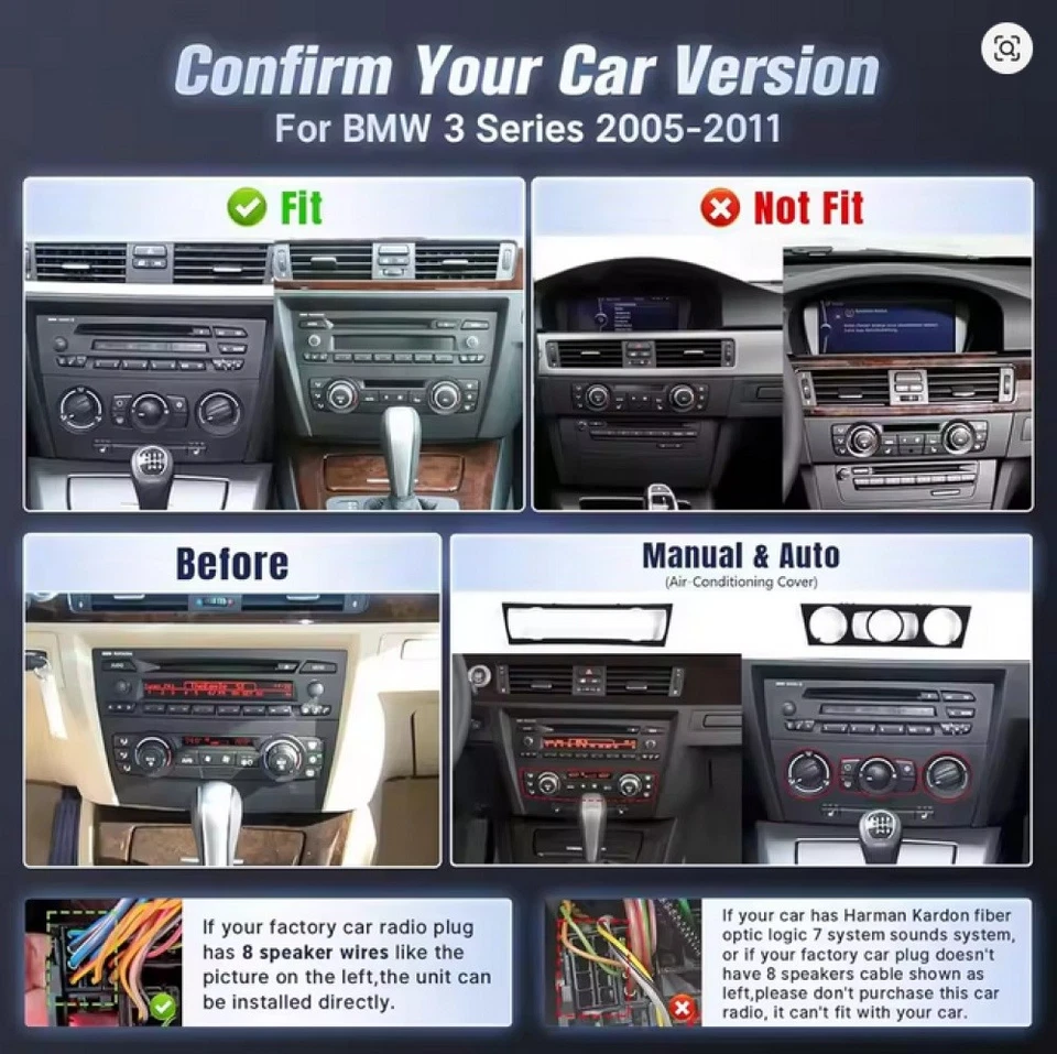 For BMW E90 M3 328i 335i Car Stereo Radio Android 15 Apple Carplay GPS Navi 64G - Image 2 of 4