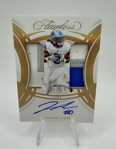 2025 Panini Flawless Jahmyr Gibbs 3 Color Dual Patch Auto #23/25 Lions NFL
