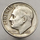 1951 S Roosevelt Dime - 90% Silver - 10c Vintage US Coin