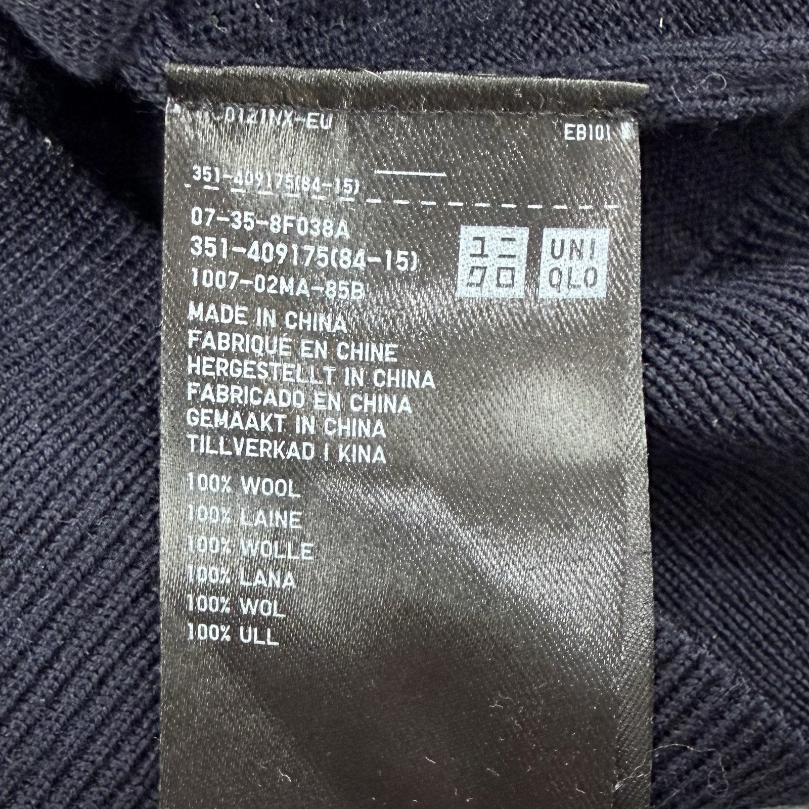 Uniqlo Sweater Polo Men’s XS Navy 100percent Wool Long Sleeve Quiet Luxury Preppy image 8