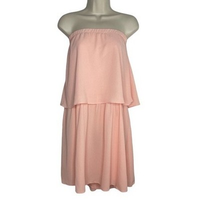 Mary & Mabel Strapless Mini Dress Blush Pink Tiered Layered Size S