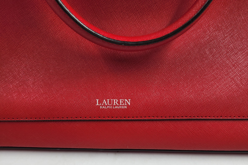 Lauren Ralph Lauren Crosshatch Leather Hanna Satchel Bag Womens L Festive Red - Picture 3 of 21