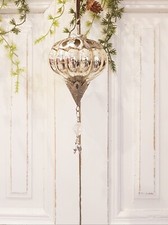 Dekokugel Kugel Bauernsilber Glas Zapfen silber Weihnachtskugel - Höhe 18 cm
