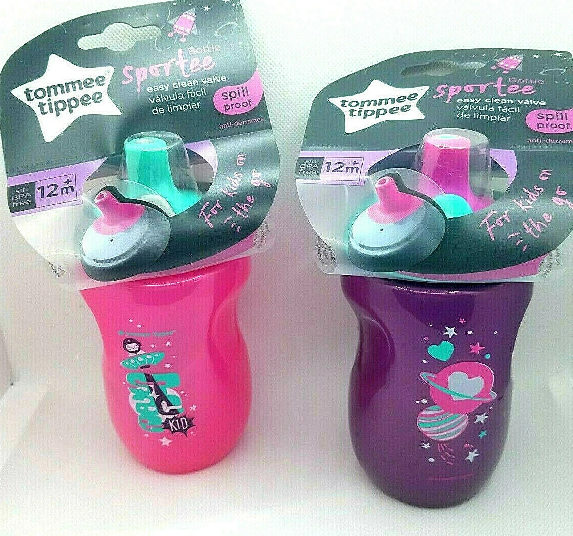2 Tommee Tippee 10oz Toddler Sportee Sippy Bottles Pink And Purple