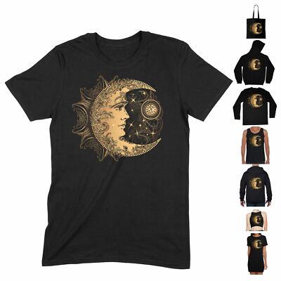 Golden Crescent Moon Mandala T-Shirt - Boho Bohemian Hippie Sonne Hipster