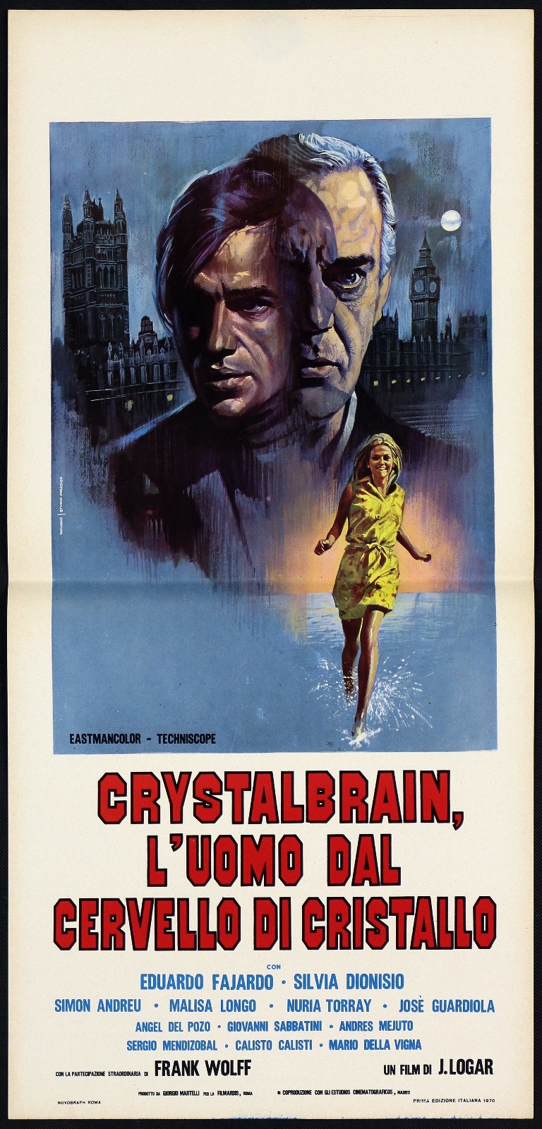 Locandina originale film Crystalbrain - L'uomo dal cervello di cristallo (1970) - Regia di Juan Logar