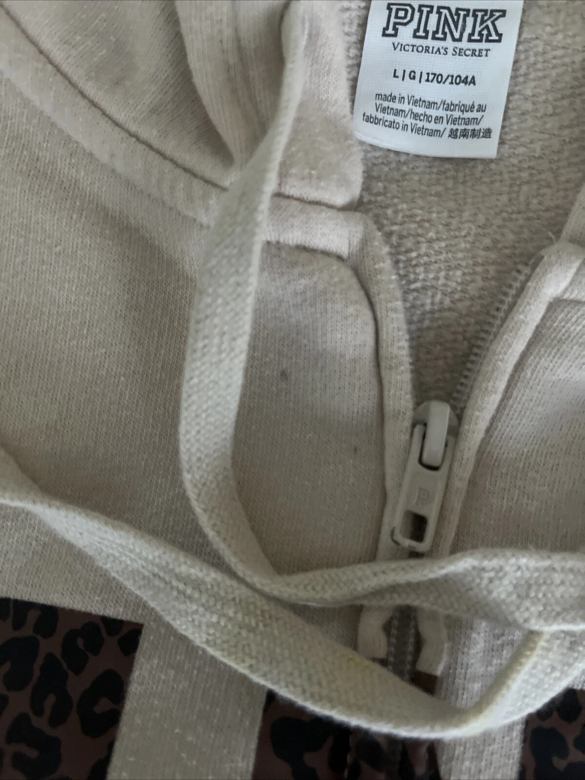 UNDERCOVER Felpa con cappuccio e zip intera Victorias Secret rosa beige campus leopardata grande **