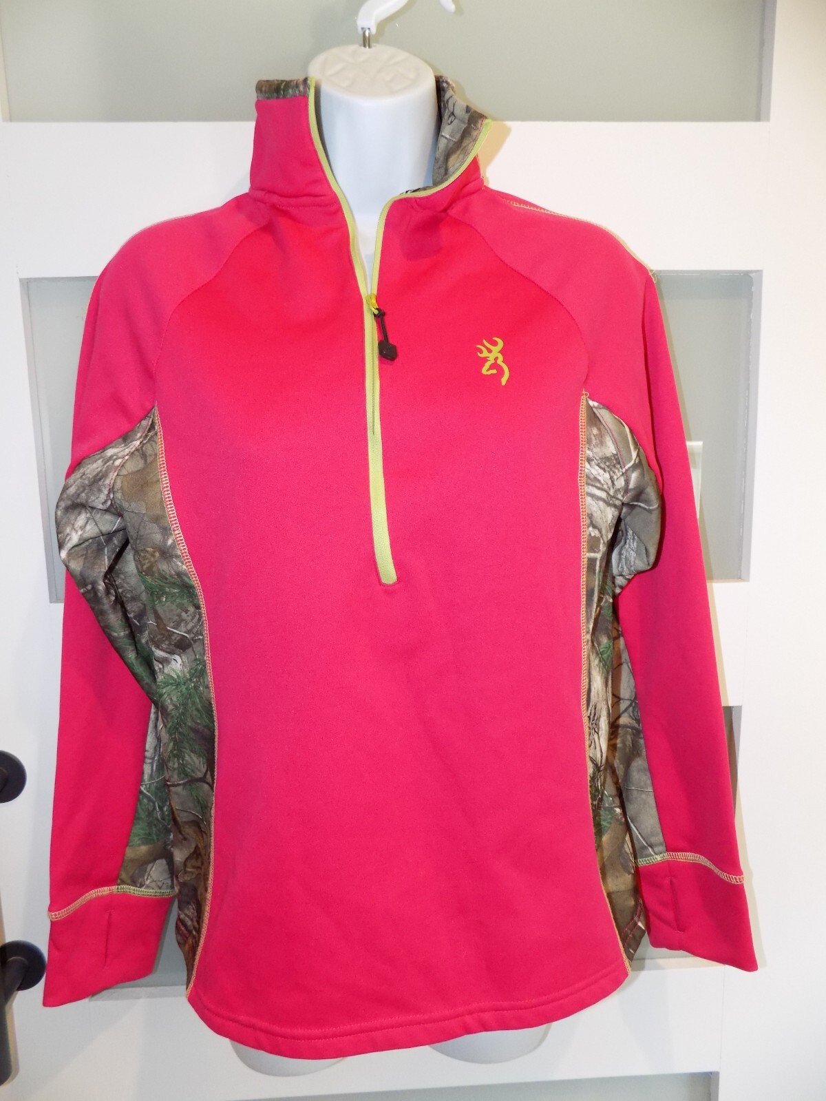 Browning Buckmark Pullover Jacket Half Zip Pink C… - image 1