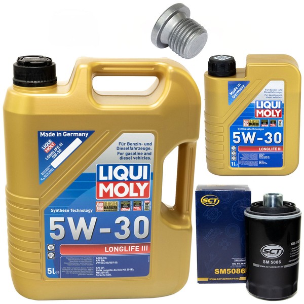 MotoröL Set 5W-30 6 Liter + ÖLfilter SM 5086 + Schraube FüR VW Transporter V 2.0-image