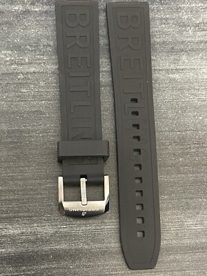Breitling OEM 20 Mm Diver Pro Schwarzes Gummiarmband Mit OEM Dornschließe
