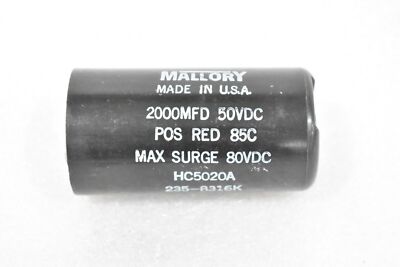 MALLORY HC5020A 235-8316K HEABY DUTY ELECTROLYTIC CAPACITOR 2000MFD (LOT OF 3)