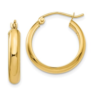 14 Karat Gelbgold 3,75 mm Runde Röhre Creolen 0,75 Zoll