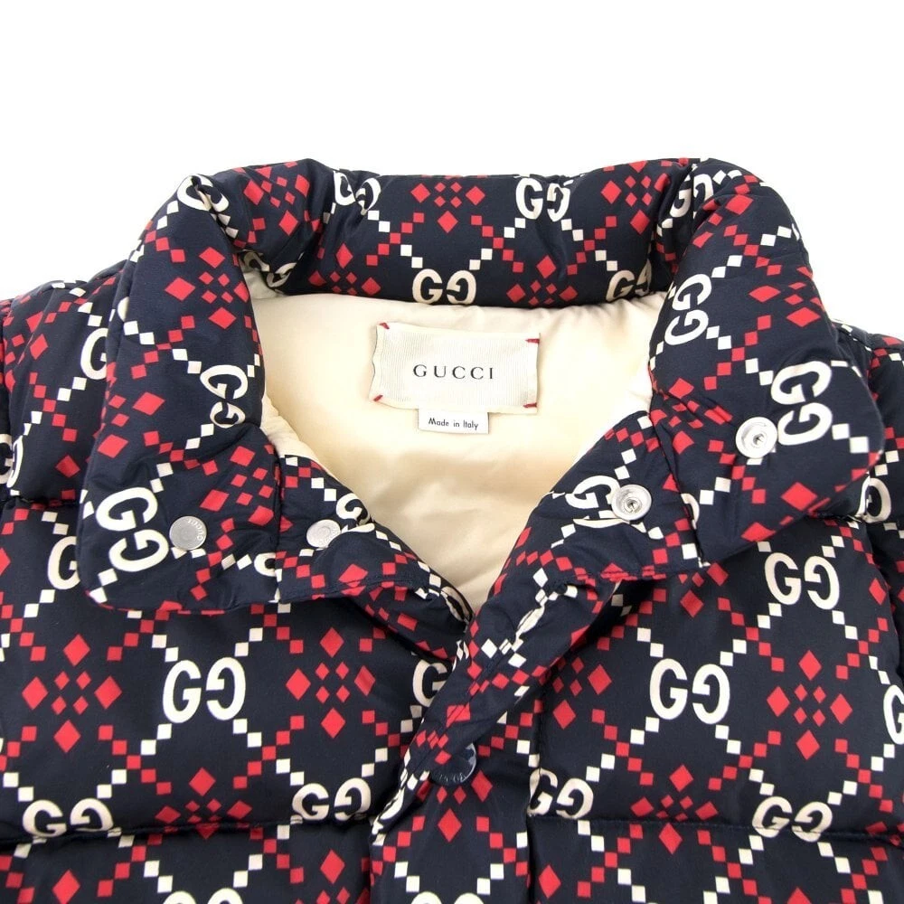 Gucci Giubbotto Bambino Puffer GG Logo Navy Taglia 10