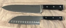 2PCS Calphalon Forged No Stain 8” CHEFS KNIFE & 6" SANTOKU KNIFE Nice