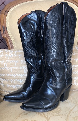 Sidewinder Black Leather Cowboy Boots 