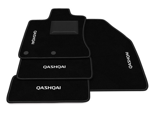 Tapis De Sol Velours Noir Avec Logo Pour Nissan Qashqai (2007-2013) - 4 Pièces Antidérapantes