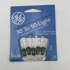 NEW Vintage GE Clear Midget Replacement Bulbs, 3.5 Volts, 30 to 50-Light, 5 Pk.