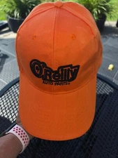 O’Reilly Auto Parts Orange w Black  Hat Cap Hook Loop EUC