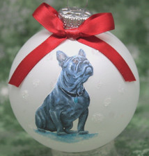 D311 Hand-made Christmas Ornament dog - French Bulldog Frenchie gray blue lilac