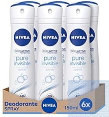 Nivea - Deodorant New Spray Pure Invisible - 150 ml Antiperspirant - 6 Pack