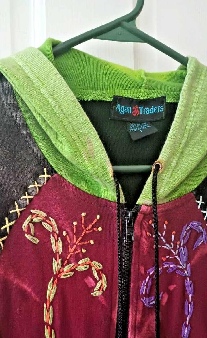 Agan Traders Boho Hippie Full Zip Hooded Jacket Colorful 100