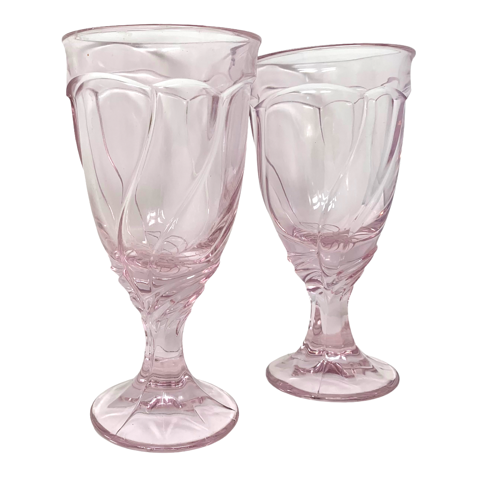 Noritake Sweet Swirl Pink Iced Tea Water Glasses Set Goblets Retired