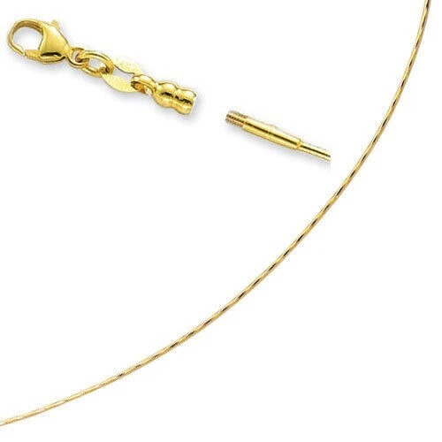 Collar de cadena de oro amarillo de 14k de 1,5 mm y 18" redondo Omega corte diamante bloqueo atornillado