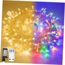 33ft Color Changing String Lights Plug in, 100 LED Warm White to Multicolor