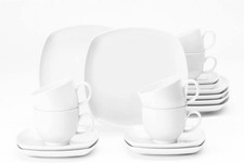 Seltmann Kaffeeservice 18-teilig uni weiß Lido eckig 001.765189