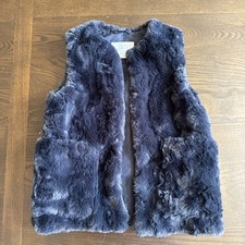 Zara Kids Fashion Faux Fur Vest Fluffy Black Sz 6-7 120cm Pockets