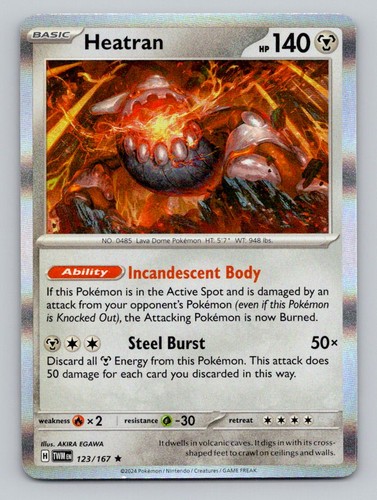 Heatran 123/167 Rare Twilight Masquerade Pokemon Holo Near Mint