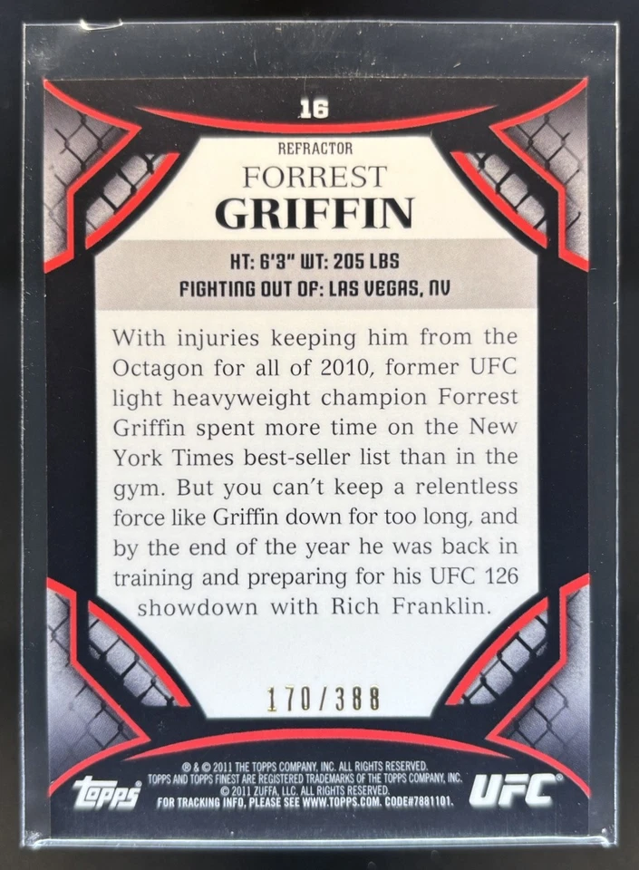 2011 Topps Finest Forrest Griffin X Fractors /388 #16 - Image 2 of 4