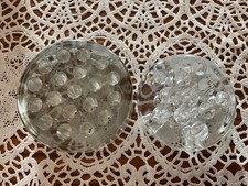 Pair of Two 2 Antique Clear Glass Flower Frogs